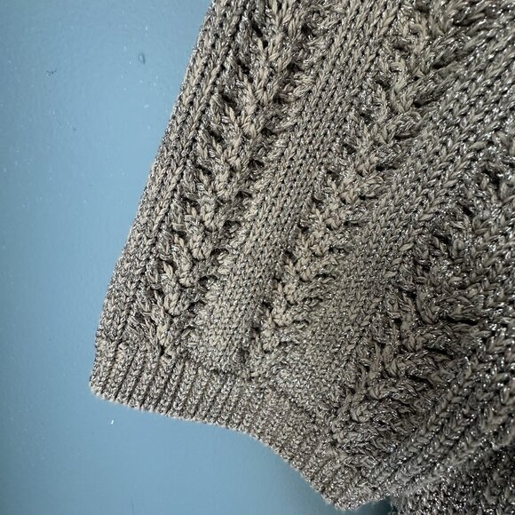 Gap Pointelle Mockneck Sweater Lightweight Metallic Gold Shimmer NWT Size XXL - Picture 3 of 8